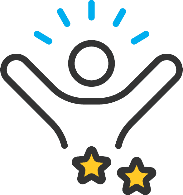 Icon person and two stars