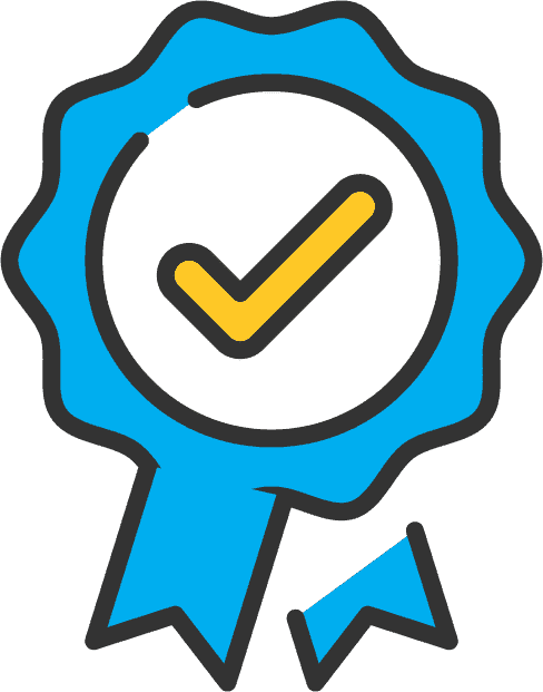 Blue and yellow certificate icon
