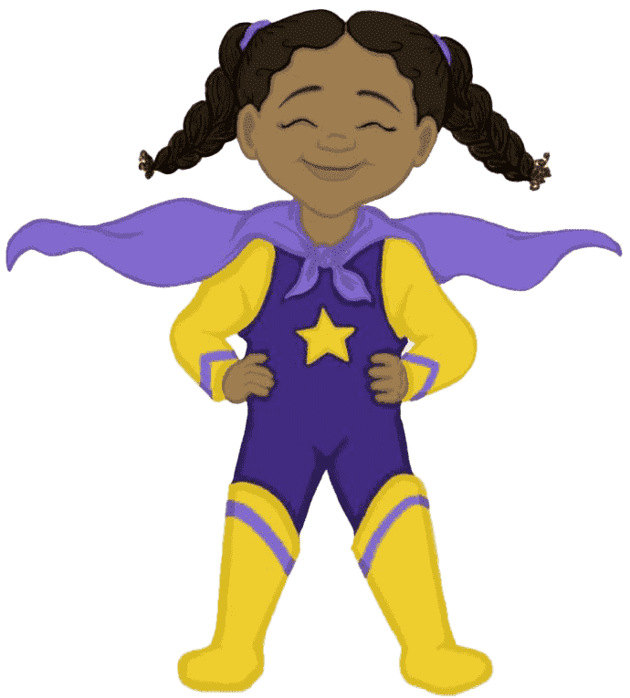 Image of Nova as a superhero from the children's book: Nova The Brave One